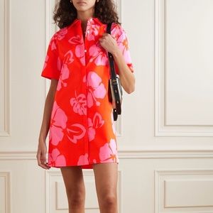 STAUD Honu red hibiscus shirt dress
